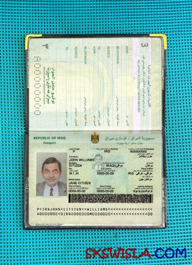 Irak nowy paszport 2019-obecnie fotowygląd, skan i fotorealistyczny snapshot, 2 w 1